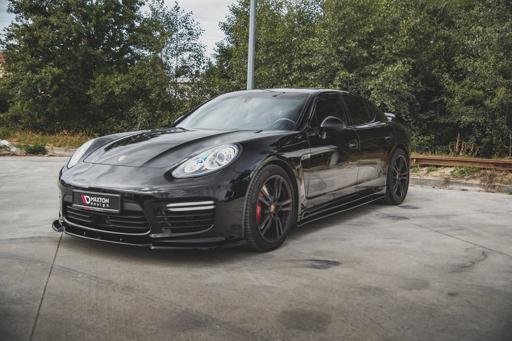 Maxton Design Street+ Spoilerlippe Front Ansatz V.1 passend für Porsche Panamera Turbo 970 Facelift schwarz Hochglanz