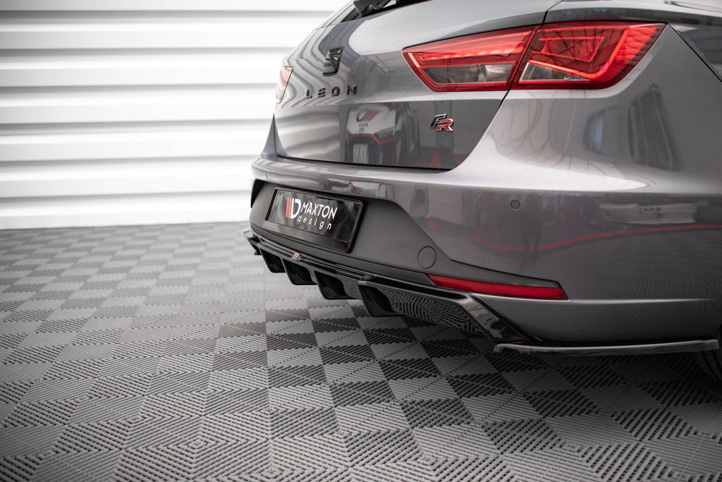 Maxton Design Diffusor Heck Ansatz passend für Seat Leon FR Sportstourer Mk3 schwarz Hochglanz