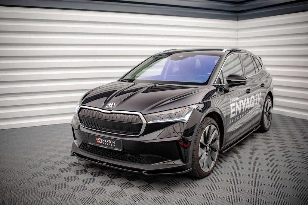 Maxton Design Street+ Spoilerlippe Front Ansatz V.3 passend für Skoda Enyaq iV schwarz Hochglanz