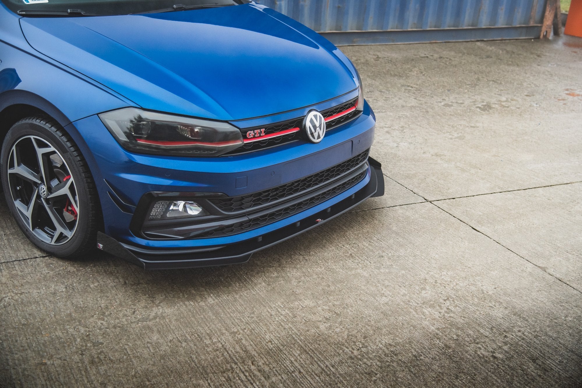 Maxton Design Street Pro Street+ Spoilerlippe Front Ansatz passend für + Flaps passend für VW Polo GTI Mk6 schwarz Hochglanz