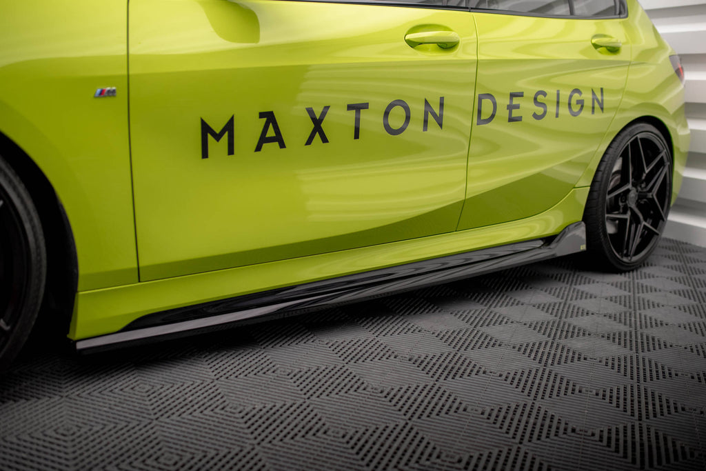 Maxton Design Street+ Seitenschweller Leisten passend für V.5 BMW 1er M-Paket/ M135i / 128ti F40 schwarz Hochglanz