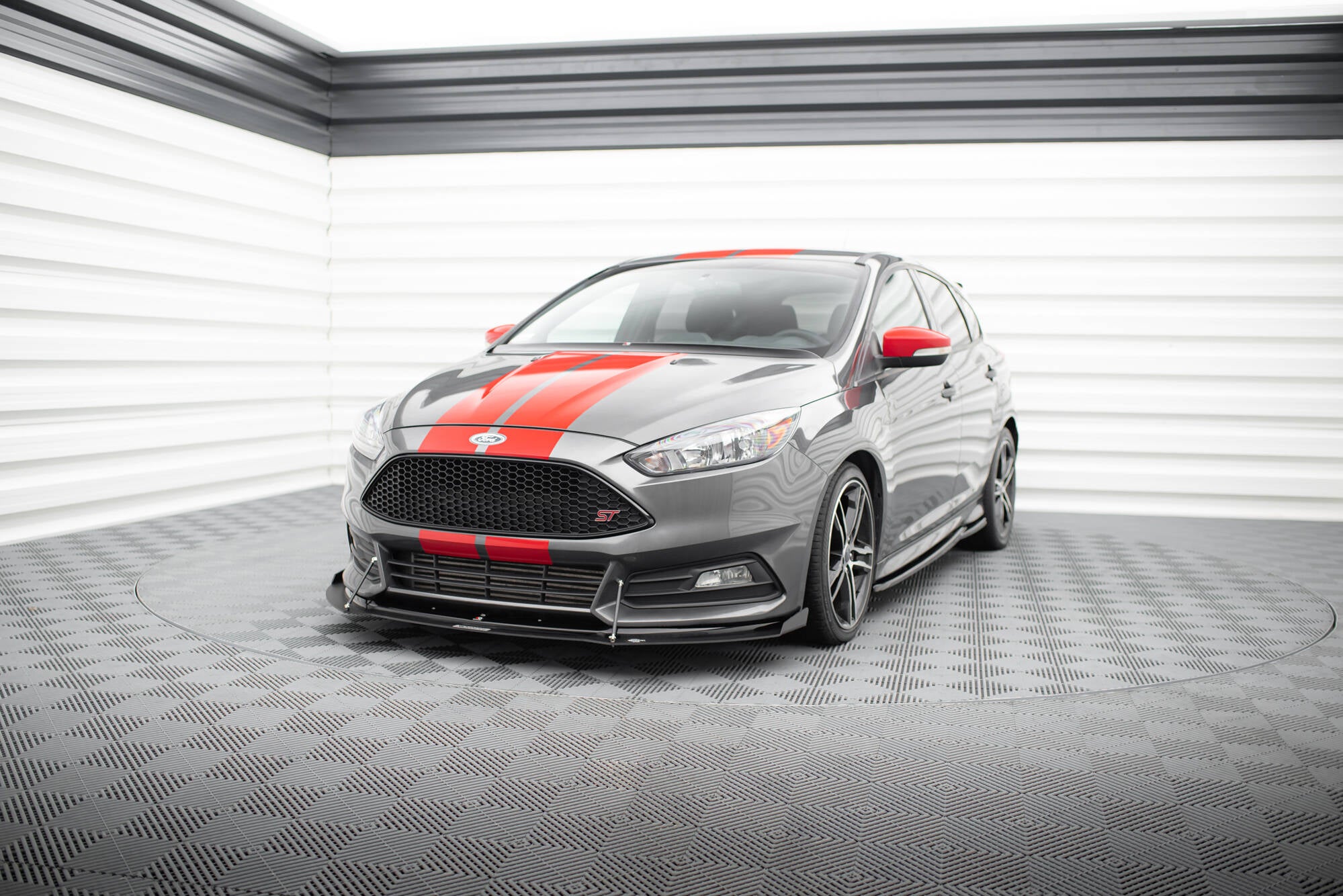 Maxton Design Hybrid Street+ Spoilerlippe Front Ansatz V.2 passend für Ford Focus ST Mk3 FL
