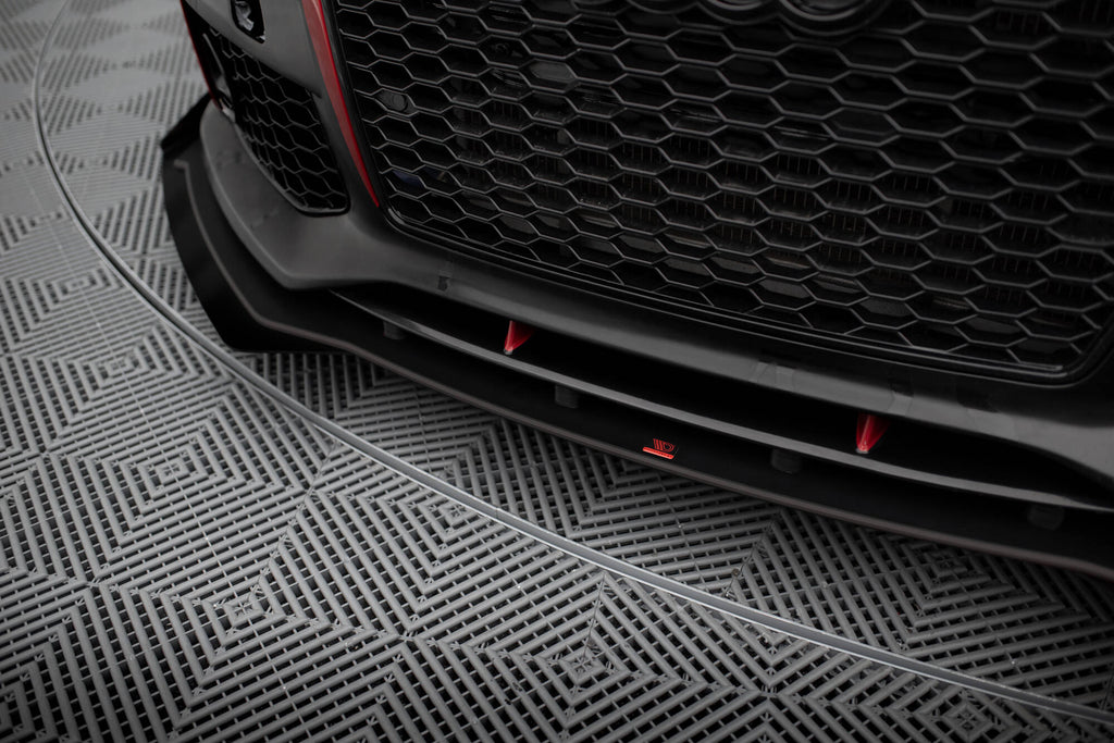 Maxton Design Street Pro Street+ Spoilerlippe Front Ansatz + Flaps passend für Audi A7 RS7 Look C7 schwarz Hochglanz