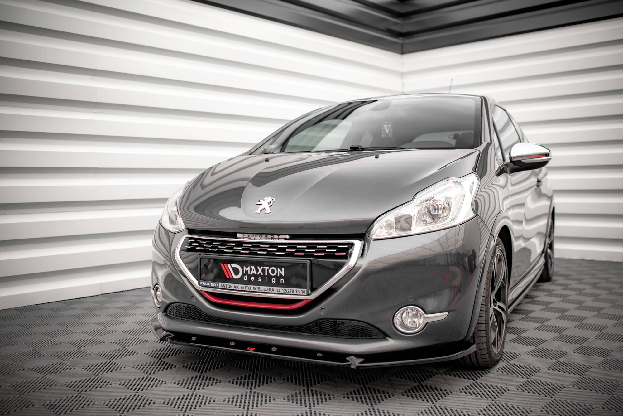 Maxton Design Street+ Spoilerlippe Front Ansatz V.2 passend für Peugeot 208 GTi Mk1 schwarz Hochglanz