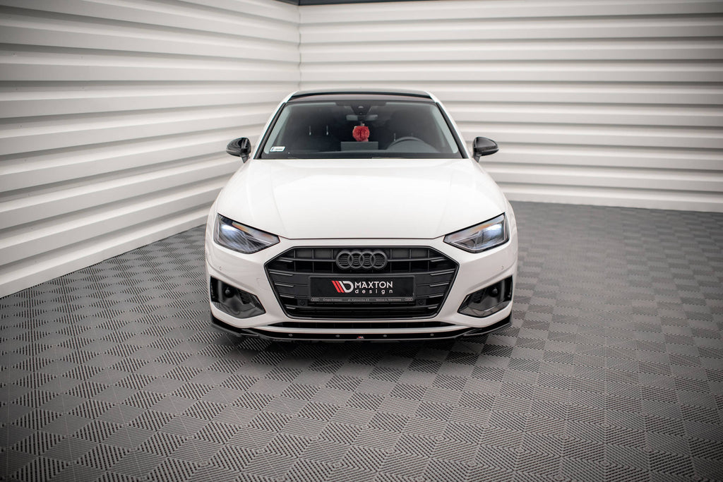 Maxton Design Street+ Spoilerlippe Front Ansatz V.2 passend für Audi A4 B9 Facelift schwarz Hochglanz