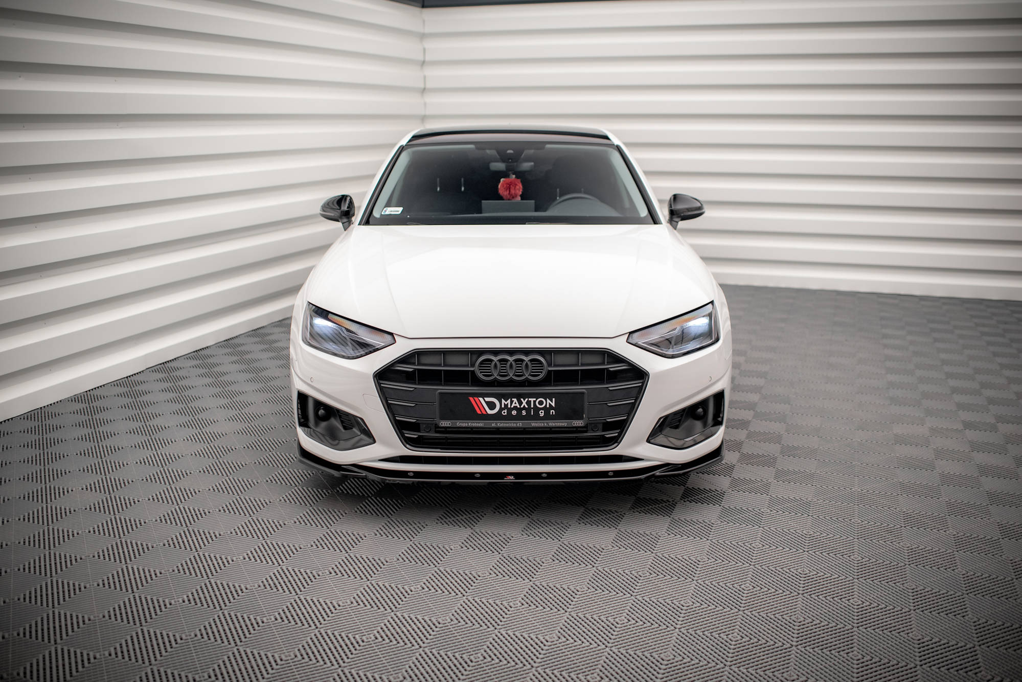 Maxton Design Street+ Spoilerlippe Front Ansatz V.2 passend für Audi A4 B9 Facelift schwarz Hochglanz