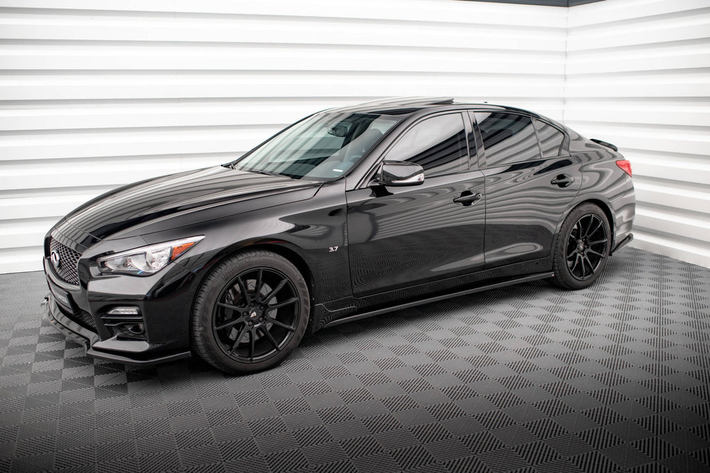 Maxton Design Street+ Seitenschweller Leisten passend für V.1 passend für Infiniti Q50 S Mk1 schwarz Hochglanz
