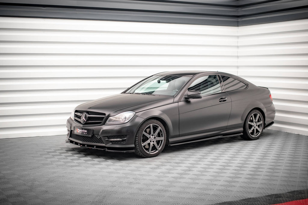 Maxton Design Street+ Seitenschweller Leisten passend für Mercedes-Benz C Coupe / Limousine / Kombi AMG-Line C204 / W204 Facelift / S204 Facelift schwarz Hochglanz