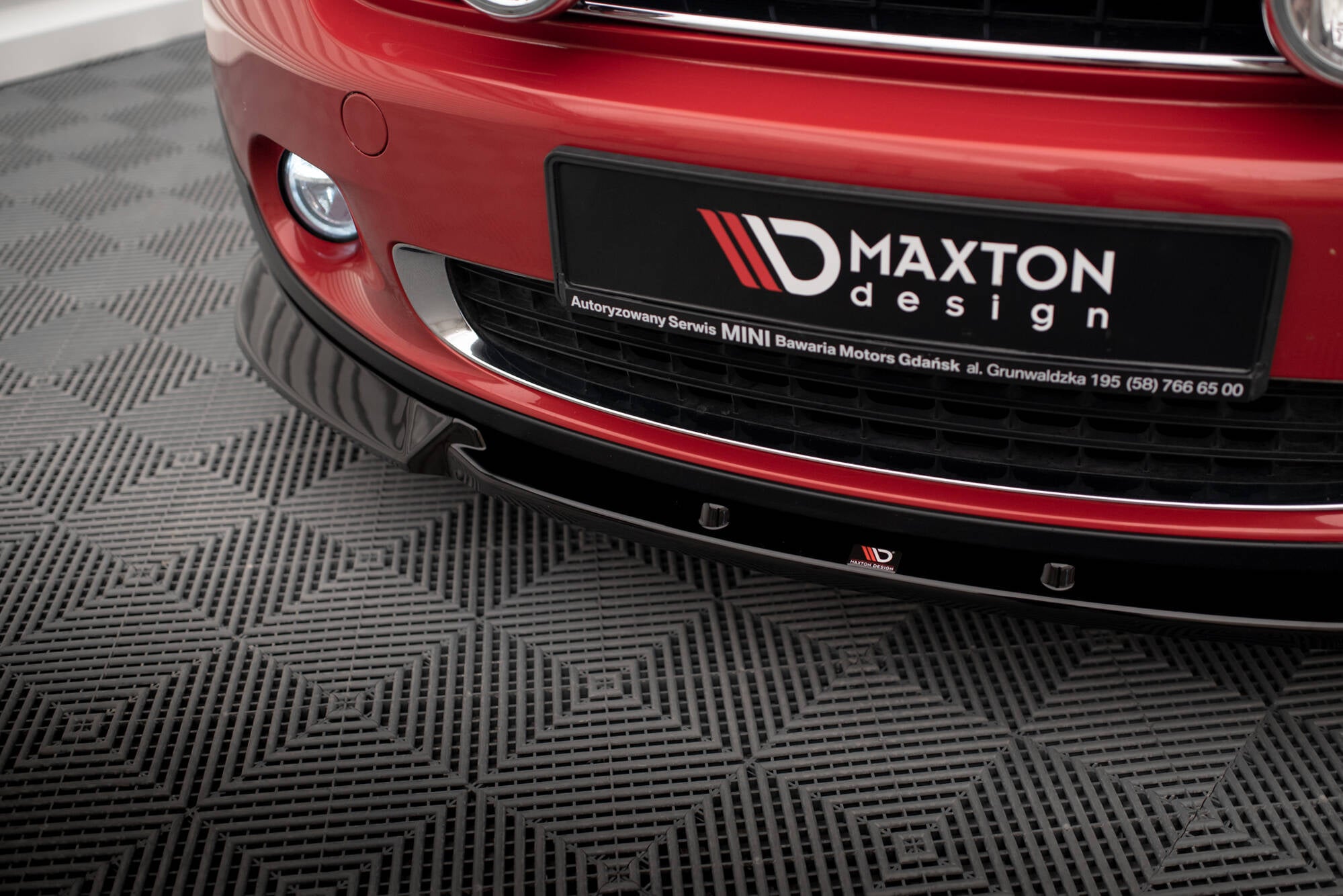 Maxton Design Street+ Spoilerlippe Front Ansatz passend für Mini Cooper Countryman R60 Facelift schwarz Hochglanz