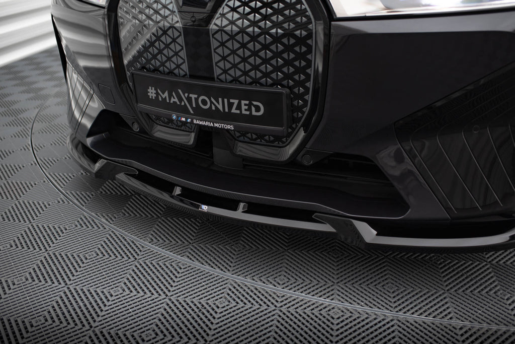 Maxton Design Street+ Spoilerlippe Front Ansatz V.1 passend für BMW iX M-Paket i20 schwarz Hochglanz