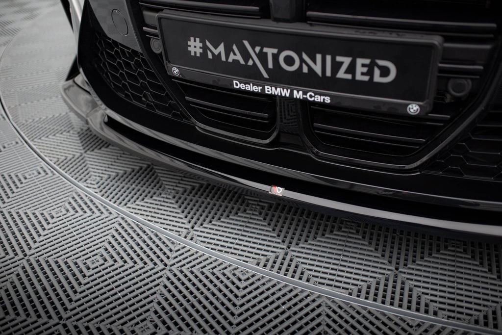 Maxton Design Street+ Spoilerlippe Front Ansatz V.4 passend für CSL Look BMW M3 Limousine / Touring G80 / G81 schwarz Hochglanz