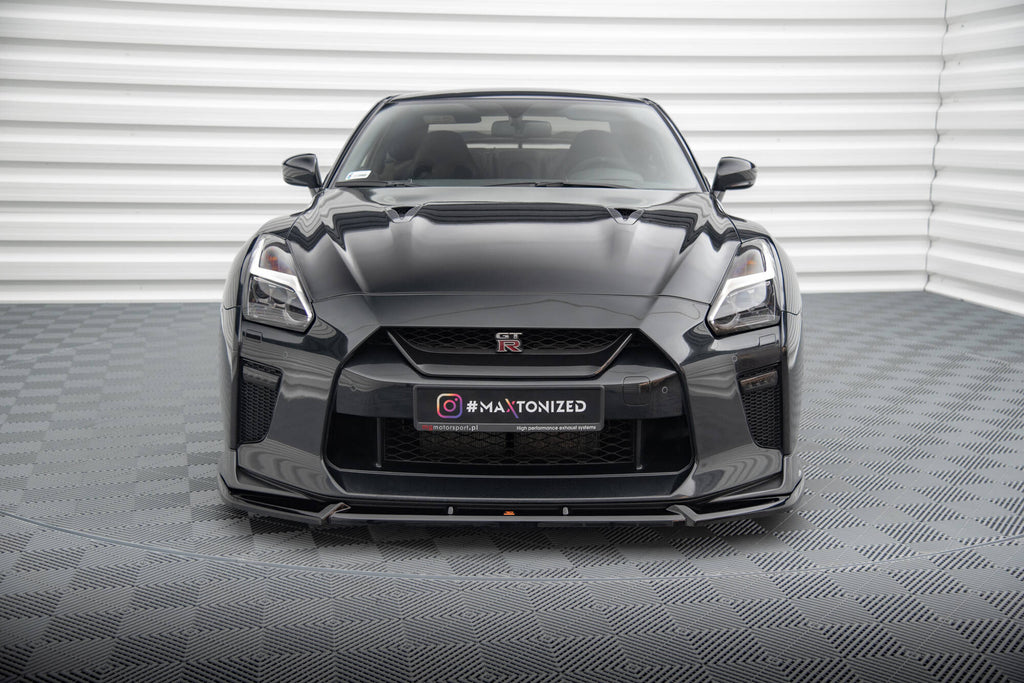 Maxton Design Street+ Spoilerlippe Front Ansatz V.2 passend für Nissan GTR R35 Facelift schwarz Hochglanz