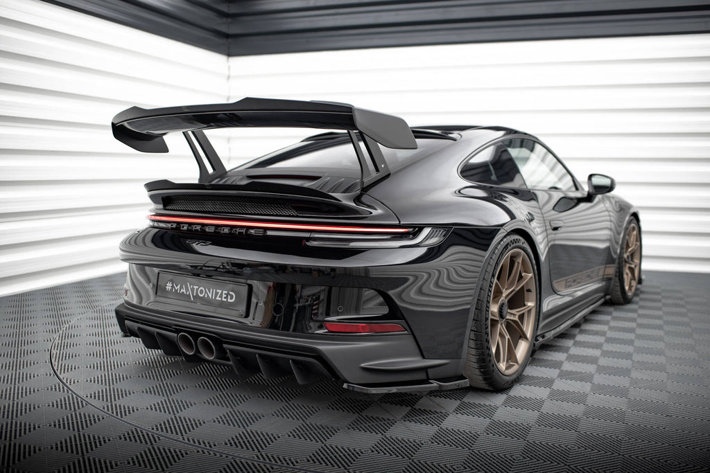 Maxton Design Heck Ansatz Flaps Diffusor passend für Porsche 911 992 GT3 schwarz Hochglanz