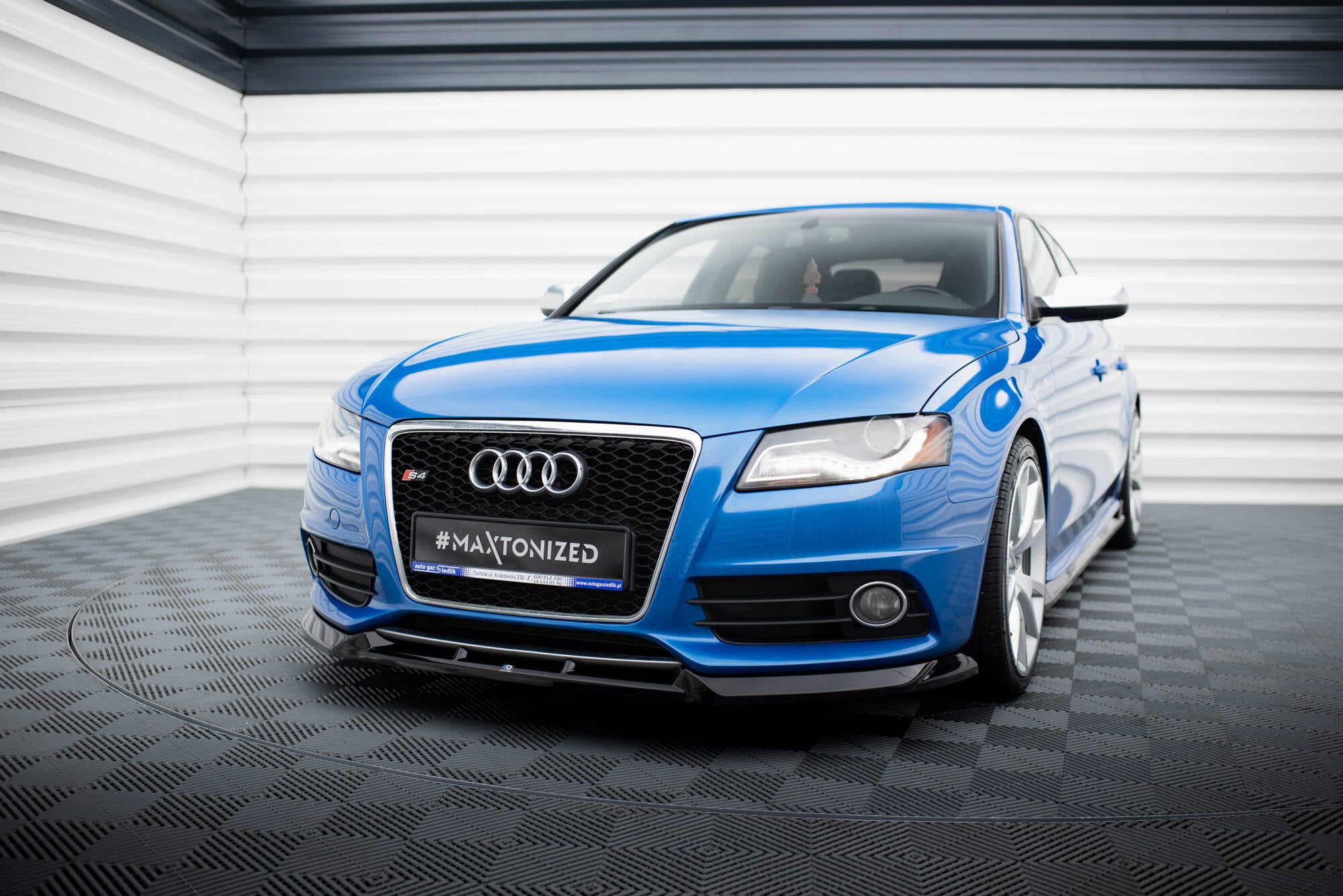 Maxton Design Street+ Spoilerlippe Front Ansatz V.4 passend für Audi S4 / A4 S-Line B8 schwarz Hochglanz