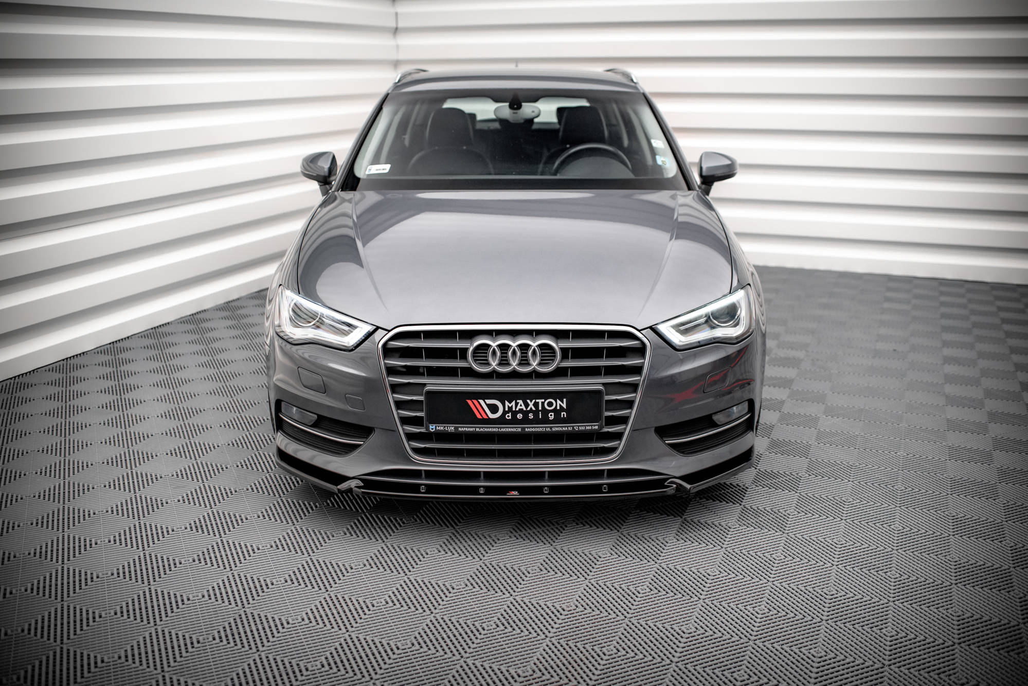 Maxton Design Street+ Spoilerlippe Front Ansatz passend für Audi A3 Sportback 8V schwarz Hochglanz