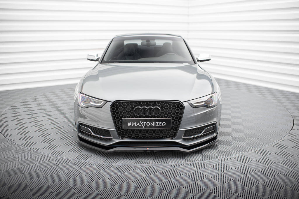 Maxton Design Street+ Spoilerlippe Front Ansatz V.4 passend für Audi S5 / A5 S-Line 8T Facelift schwarz Hochglanz