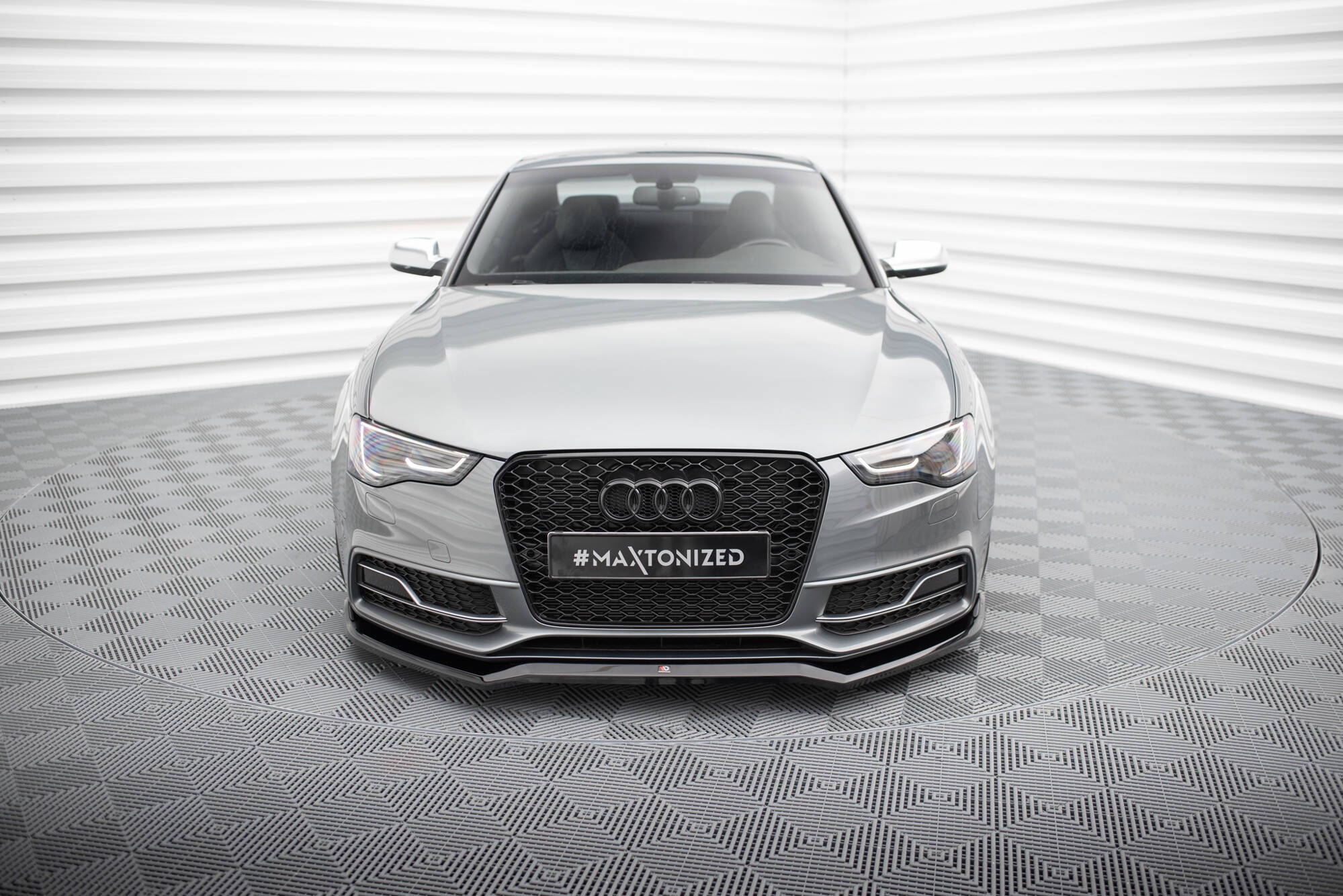 Maxton Design Street+ Spoilerlippe Front Ansatz V.4 passend für Audi S5 / A5 S-Line 8T Facelift schwarz Hochglanz