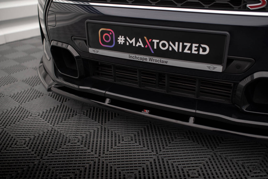 Maxton Design Street+ Spoilerlippe Front Ansatz V.2 passend für Mini Cooper S F56 Facelift schwarz Hochglanz