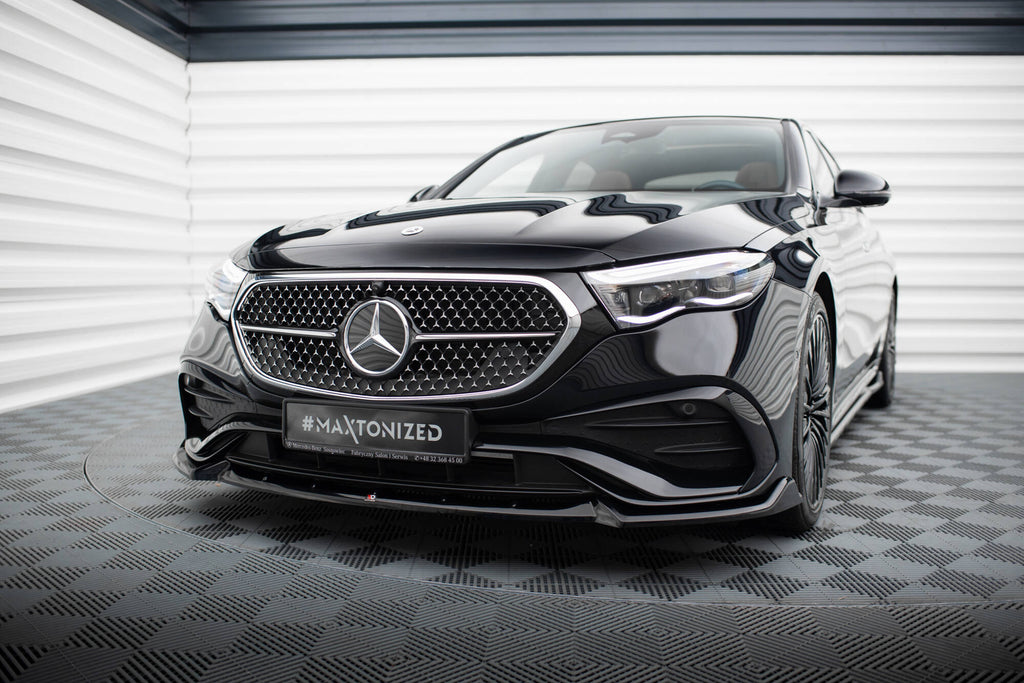 Maxton Design Street+ Spoilerlippe Front Ansatz V.2 passend für Mercedes-Benz E AMG-Line Limousine / Kombi W214 schwarz Hochglanz