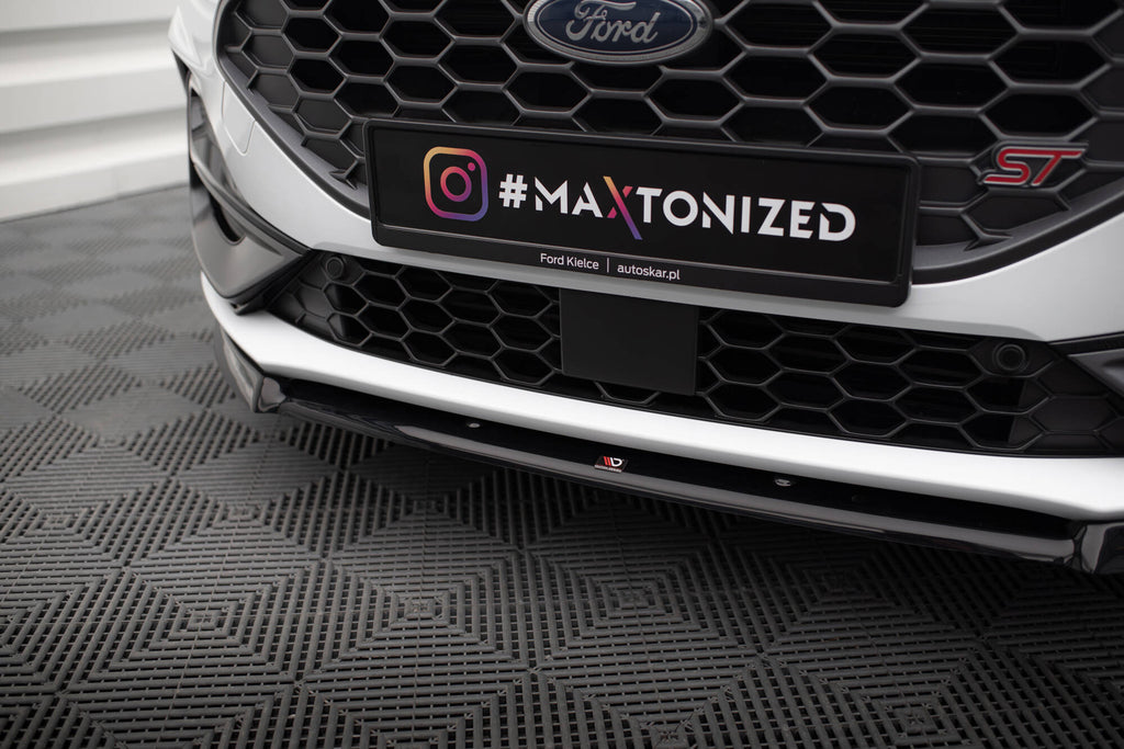Maxton Design Street+ Spoilerlippe Front Ansatz V.2 passend für Ford Focus ST / ST-Line Mk4 Facelift schwarz Hochglanz