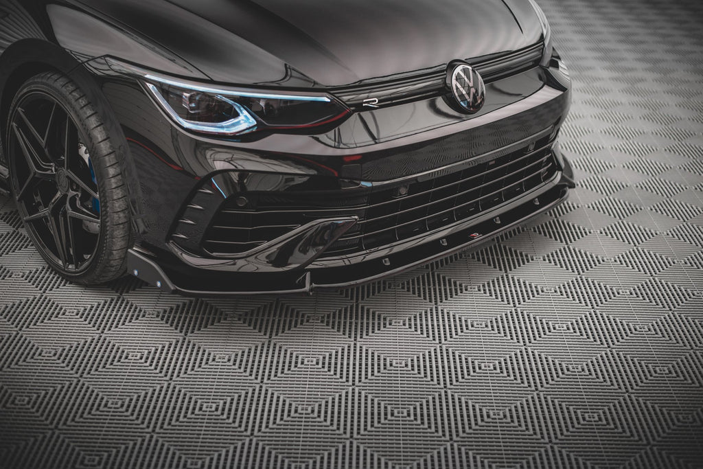 Maxton Design Street+ Spoilerlippe Front Ansatz V.2 + Flaps passend für VW Golf R Hatchback / Variant Mk8