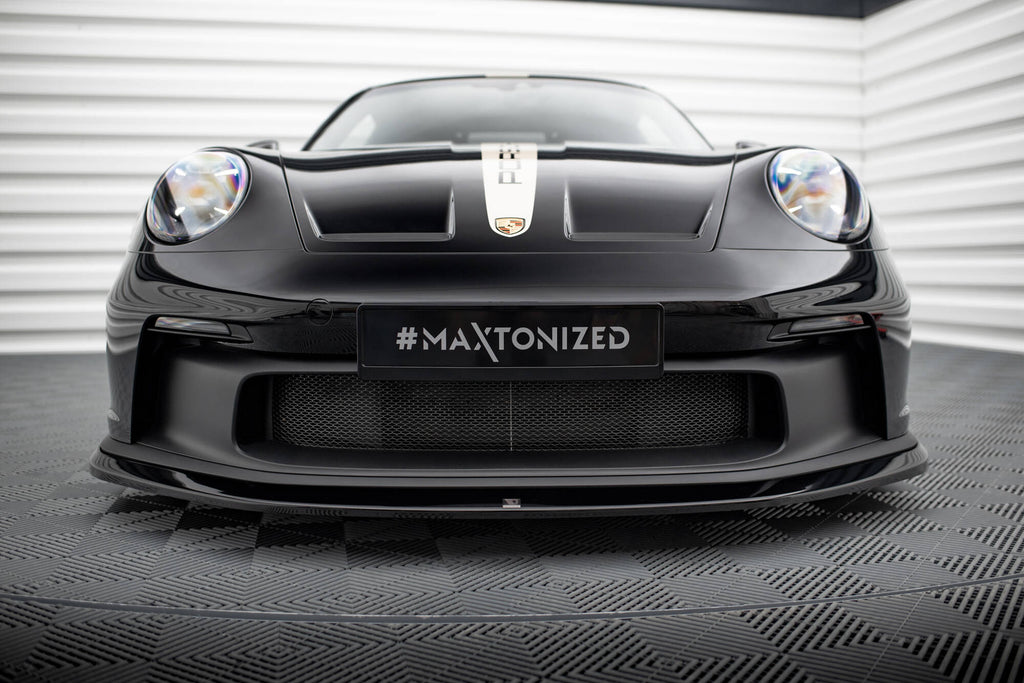 Maxton Design Street+ Spoilerlippe Front Ansatz passend für Porsche 911 992 GT3 schwarz Hochglanz