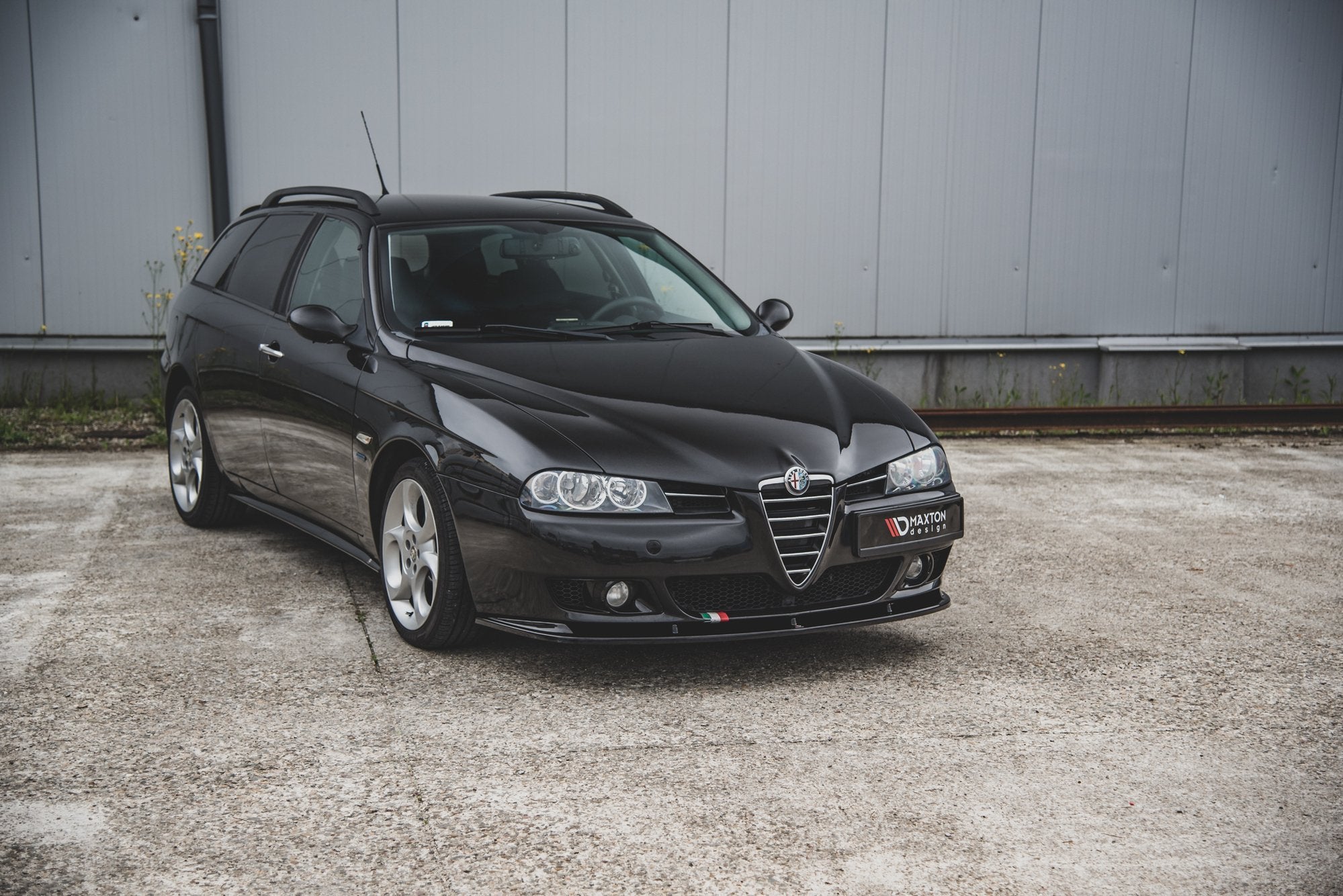 Maxton Design Street+ Spoilerlippe Front Ansatz passend für Alfa Romeo 156 Facelift schwarz Hochglanz