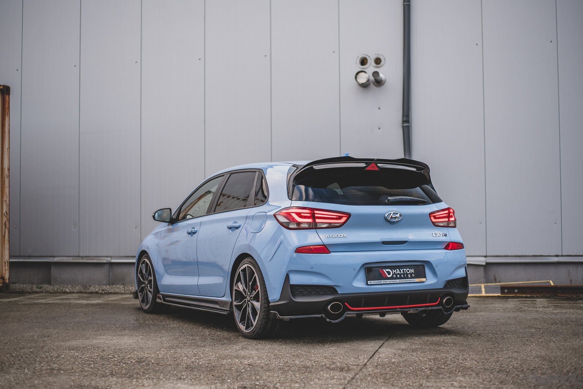 Maxton Design Street+ Mittlerer Diffusor RACE passend für Hyundai I30 N Mk3 Hatchback schwarz Hochglanz