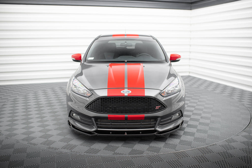 Maxton Design Street+ Spoilerlippe Front Ansatz V.5 passend für Ford Focus ST Mk3 Facelift schwarz Hochglanz