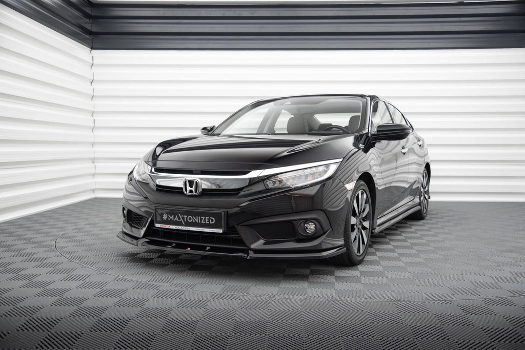 Maxton Design Street+ Spoilerlippe Front Ansatz V.1 passend für Honda Civic Limousine Mk10 schwarz Hochglanz