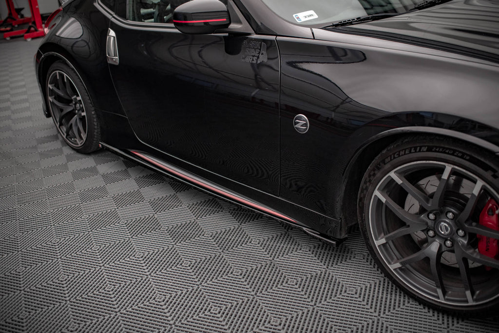 Maxton Design Street+ Seitenschweller Leisten passend für V.1 passend für Nissan 370Z Nismo Facelift schwarz Hochglanz