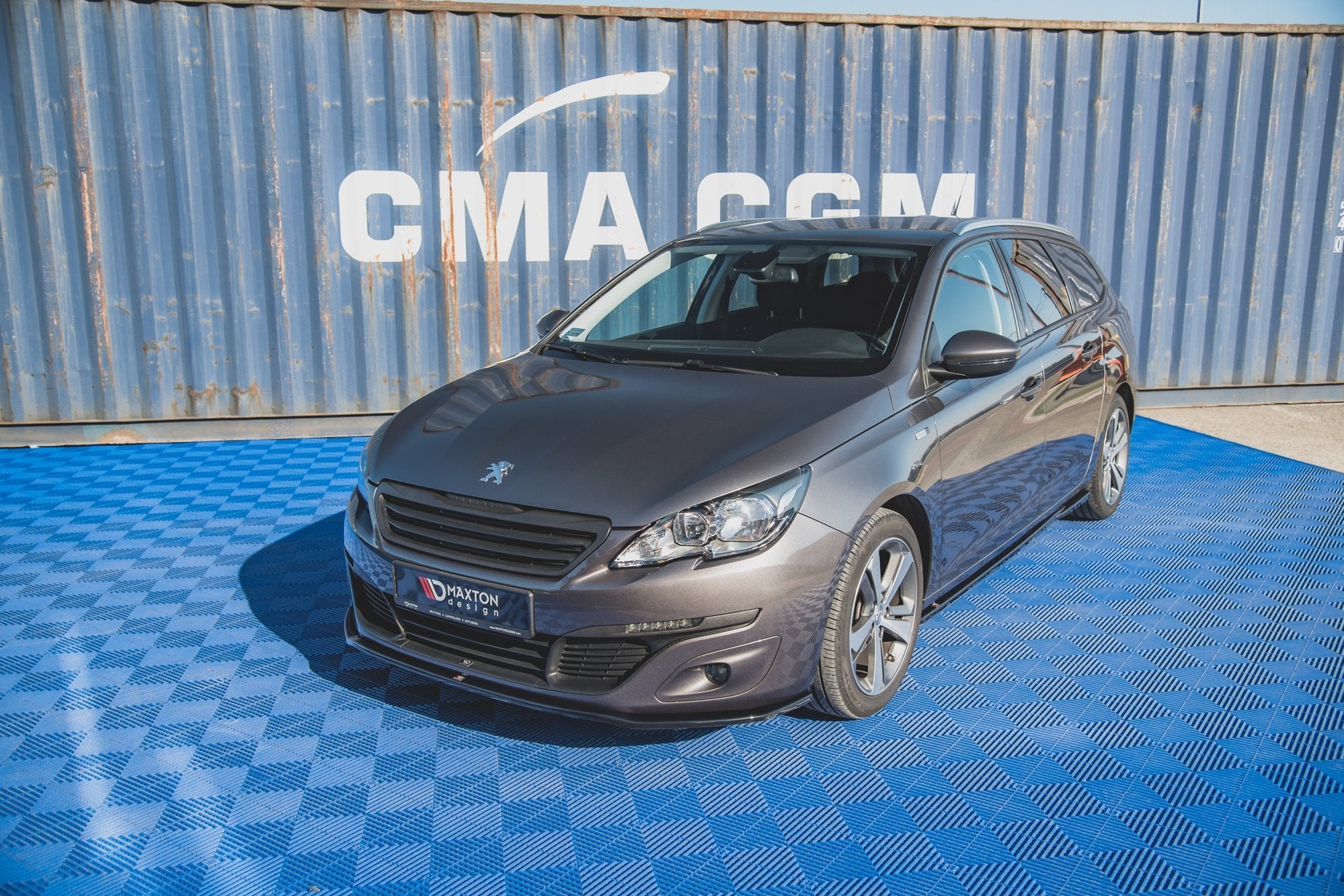 Maxton Design Street+ Spoilerlippe Front Ansatz V.1 passend für Peugeot 308 Mk2 schwarz Hochglanz