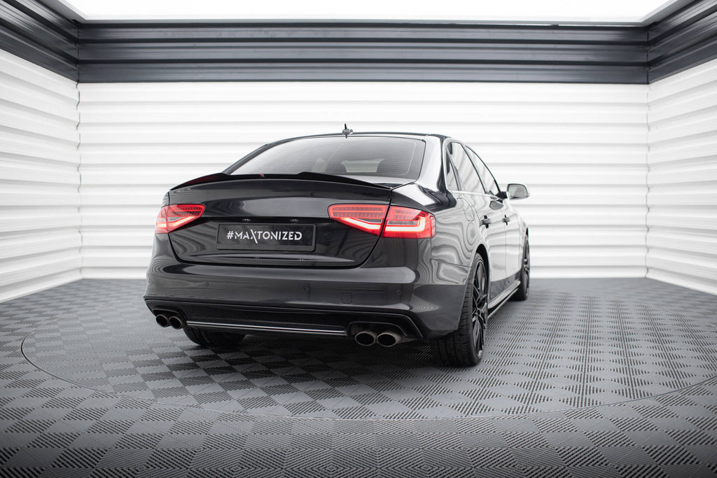 Maxton Design Spoiler CAP passend für Audi S4 B8 FL Limousine schwarz Hochglanz