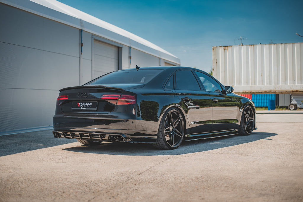 Maxton Design Heck Ansatz Flaps Diffusor V.2 passend für Audi S8 D4 Facelift schwarz Hochglanz
