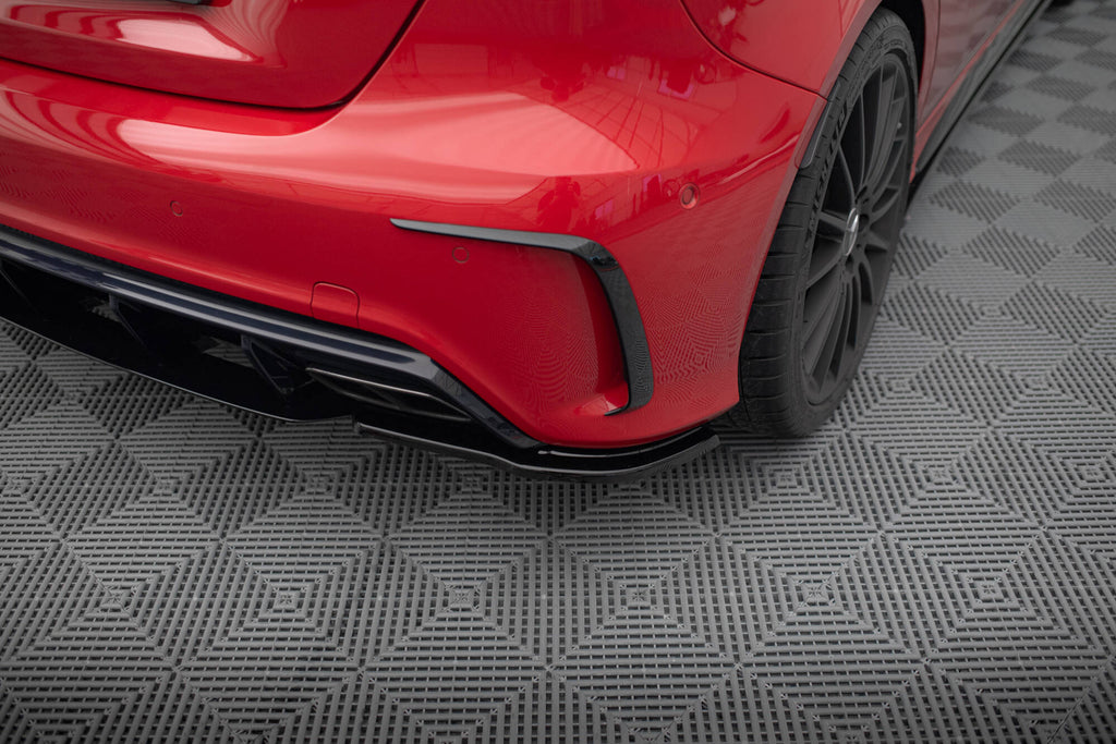 Maxton Design Heck Ansatz Flaps Diffusor passend für Mercedes A W176 AMG Facelift schwarz Hochglanz