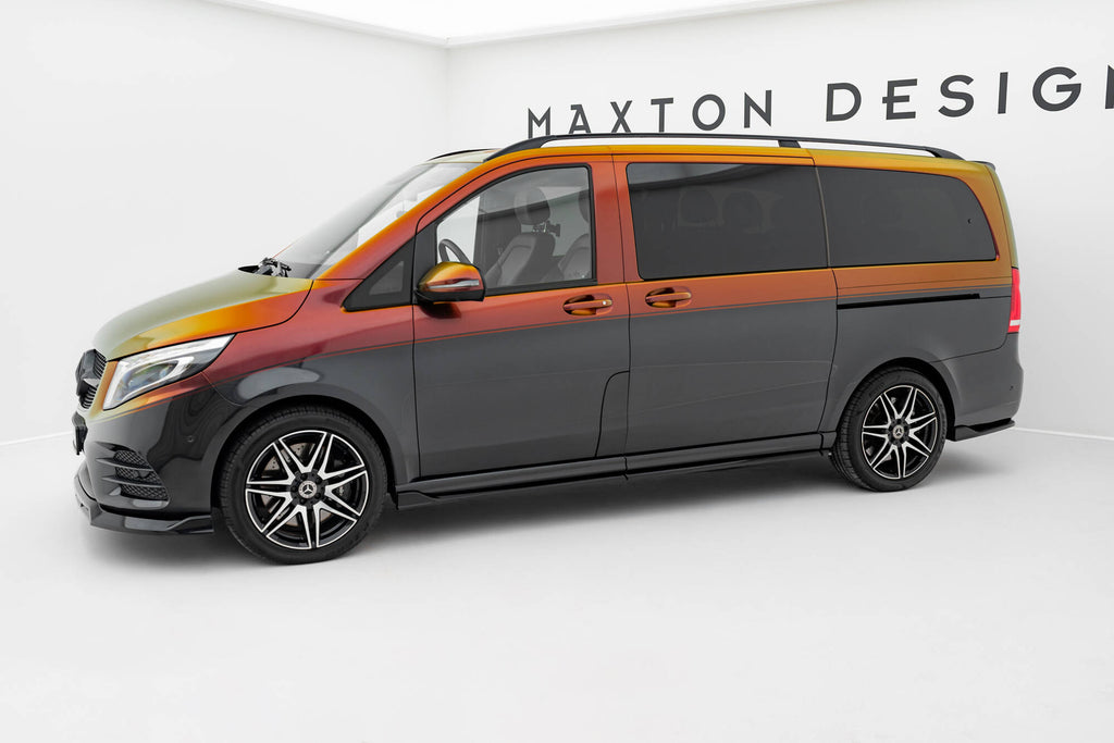 Maxton Design Street+ Seitenschweller Leisten passend für Mercedes-Benz V-Klasse Long AMG-Line W447 schwarz Hochglanz