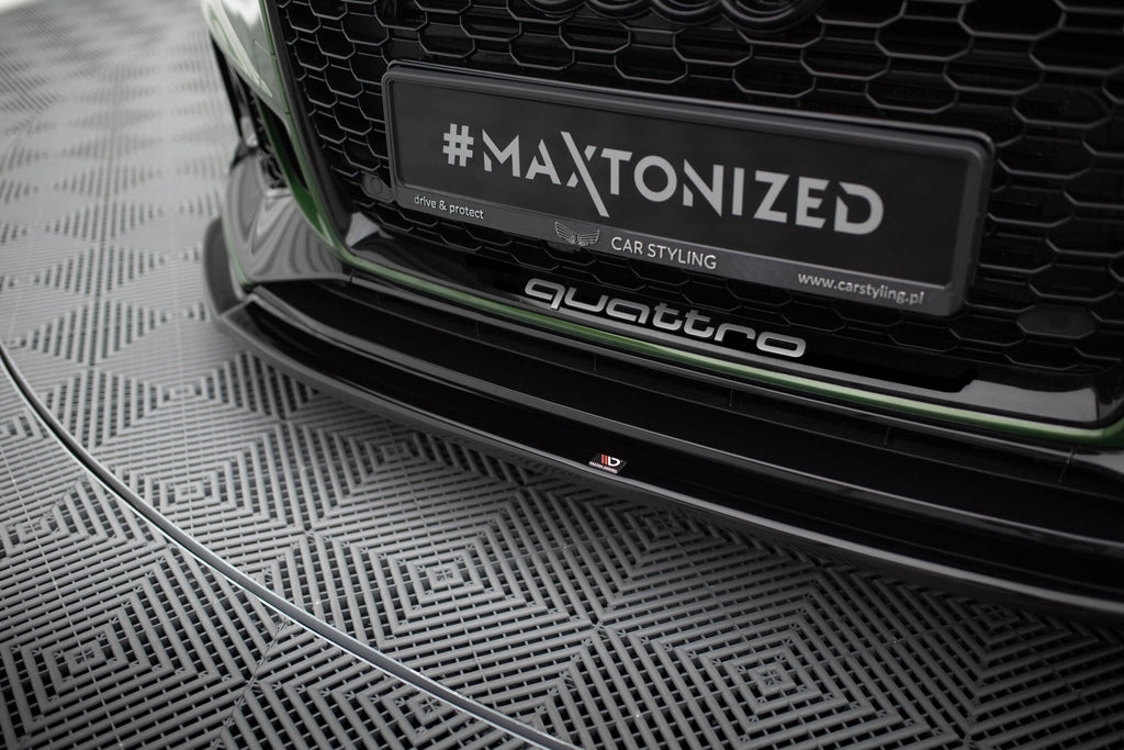 Maxton Design Street+ Spoilerlippe Front Ansatz V.2 passend für AUDI RS4 B9 schwarz Hochglanz