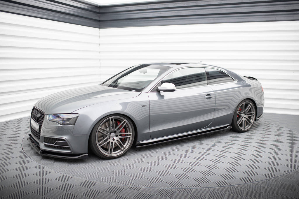 Maxton Design Street+ Seitenschweller Leisten V.2 passend für Audi S5 / A5 S-Line Coupe 8T schwarz Hochglanz