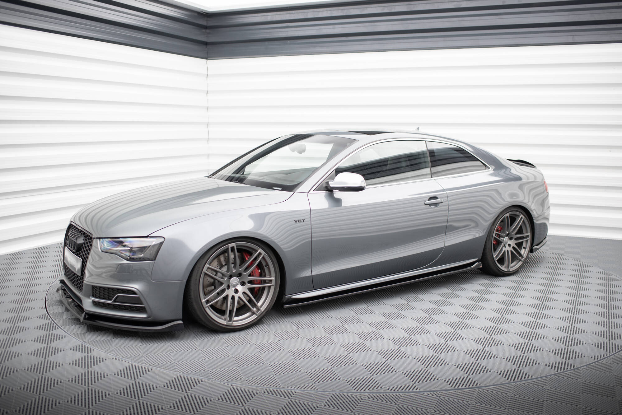 Maxton Design Street+ Seitenschweller Leisten V.2 passend für Audi S5 / A5 S-Line Coupe 8T schwarz Hochglanz