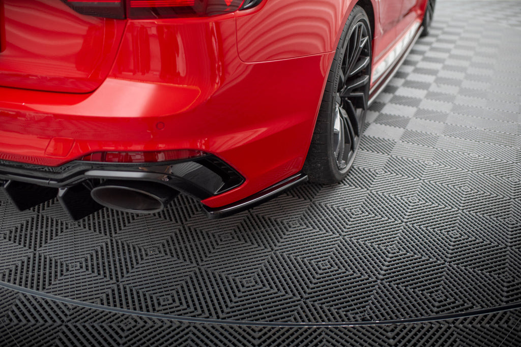 Maxton Design Heck Ansatz Flaps Diffusor passend für Audi RS4 B9 / B9 Facelift schwarz Hochglanz