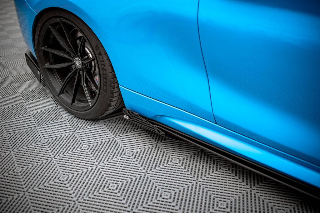 Maxton Design Street Pro Street+ Seitenschweller Leisten + Flaps passend für BMW M2 F87 schwarz Hochglanz