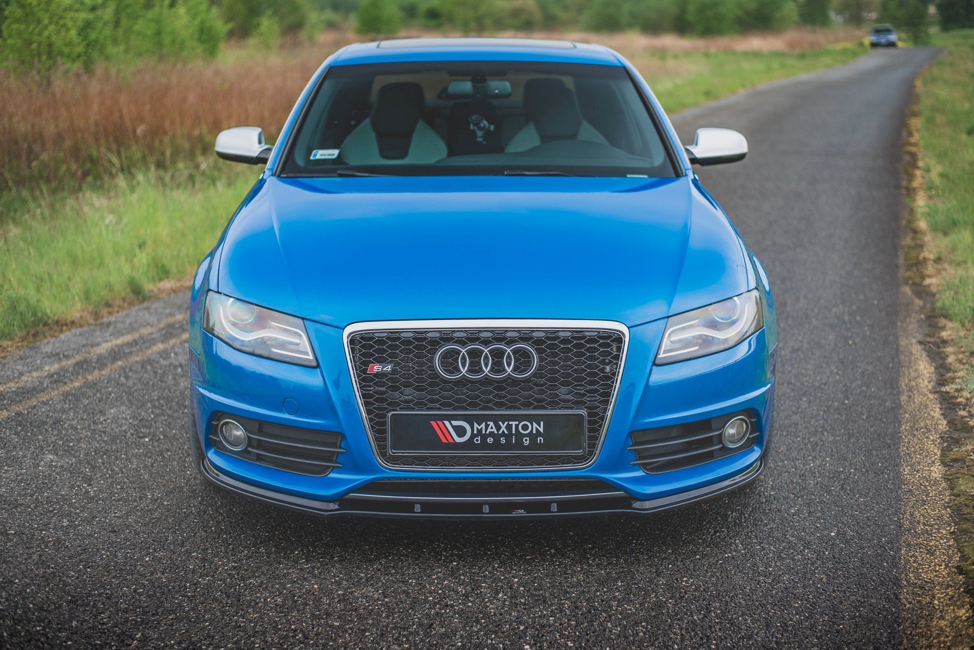 Maxton Design Street+ Spoilerlippe Front Ansatz V.1 passend für Audi S4 / A4 S-Line B8 schwarz Hochglanz