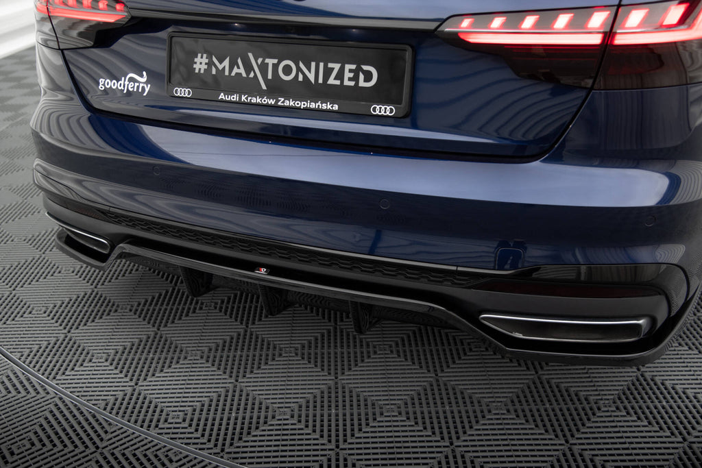 Maxton Design Street+ Mittlerer Diffusor RACE V.2 passend für Audi A4 S-Line B9 Facelift schwarz Hochglanz