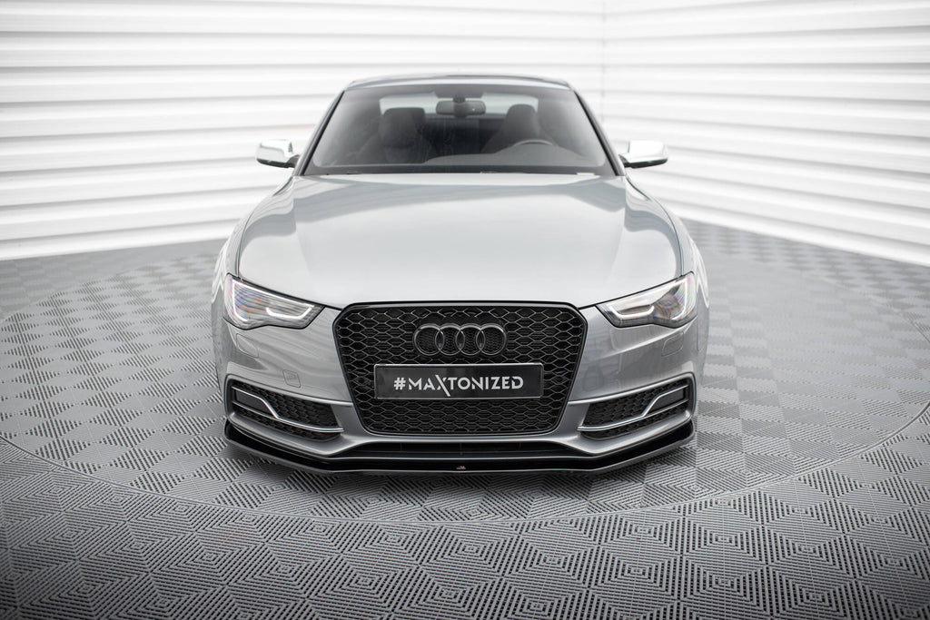 Maxton Design Street+ Spoilerlippe Front Ansatz V.2 passend für Audi S5 / A5 S-Line 8T Facelift schwarz Hochglanz