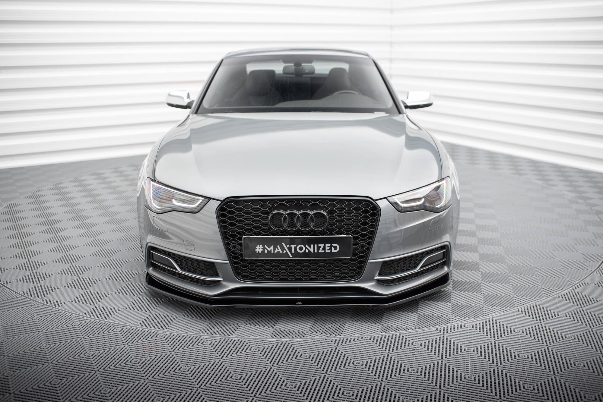 Maxton Design Street+ Spoilerlippe Front Ansatz V.2 passend für Audi S5 / A5 S-Line 8T Facelift schwarz Hochglanz
