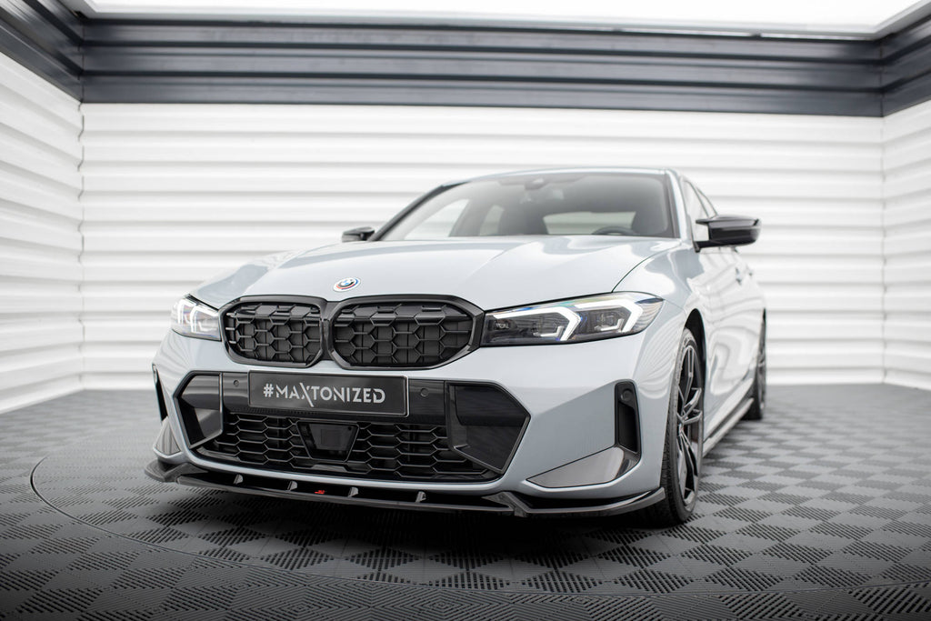 Maxton Design Street+ Spoilerlippe Front Ansatz V.1 passend für BMW 3er M340i / M-Paket G20 / G21 Facelift schwarz Hochglanz