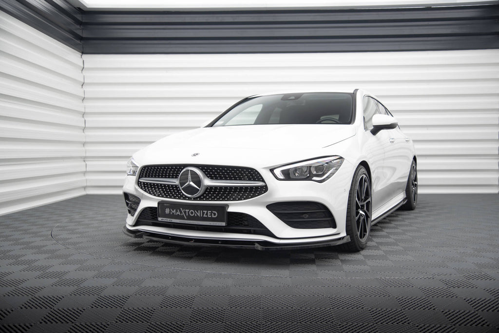 Maxton Design Street+ Spoilerlippe Front Ansatz V.2 passend für Mercedes-Benz CLA A35 AMG / AMG-Line C118 schwarz Hochglanz