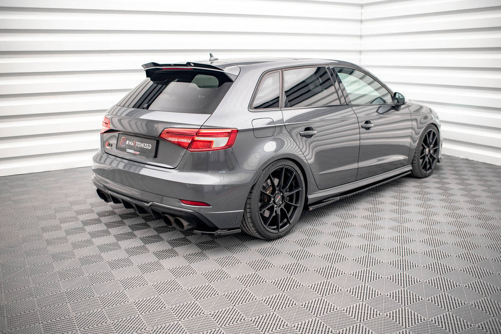 Maxton Design Heck Ansatz Flaps Diffusor V.1 passend für Audi S3 Sportback 8V Facelift schwarz Hochglanz