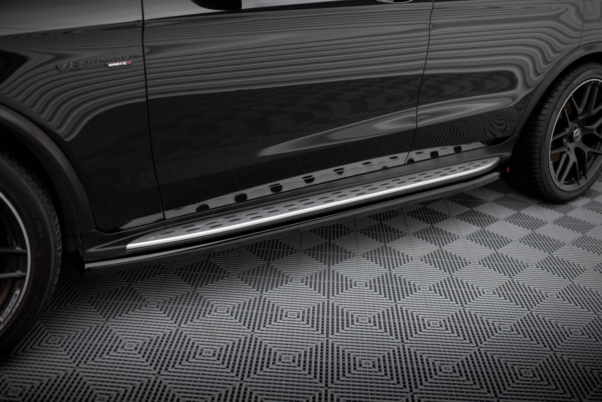 Maxton Design Street+ Seitenschweller Leisten passend für Mercedes-AMG GLC 63 / 43 SUV / Coupe X253 / C253 schwarz Hochglanz