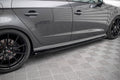 Maxton Design Street Pro Street+ Seitenschweller Leisten + Flaps passend für Audi S3 / A3 S-Line Sportback 8V Facelift schwarz Hochglanz